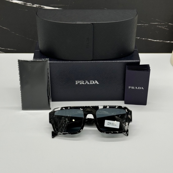NEW PR A05S 15O70B PRADA BLACK GREY SQUARE SPR A05 15O70B UNISEX SUNGLASSES - Picture 10 of 10